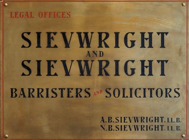 Original Plaque for Sievwrights Law Offices in Wellington - Sievwrights Law Firm